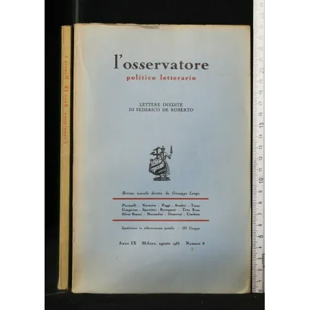 L'OSSERVATORE POLITICO LETTERARIO LETTERE INEDITE DI FEDERICO DE