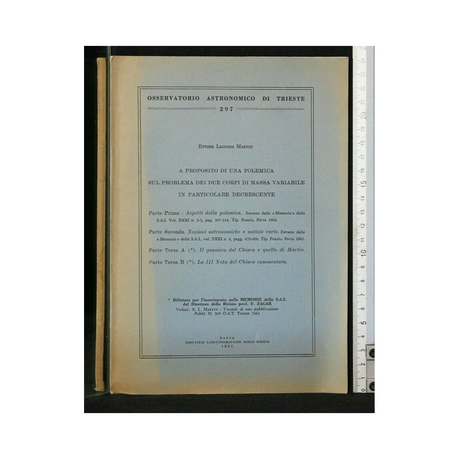 OSSERVATORIO ASTRONOMICO DI TRIESTE A PROPOSITO DI UNA POLEMICA