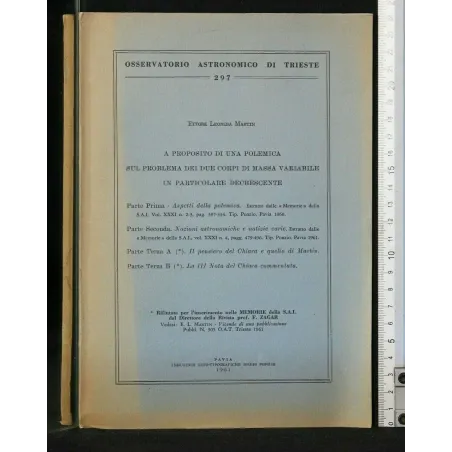 OSSERVATORIO ASTRONOMICO DI TRIESTE A PROPOSITO DI UNA POLEMICA