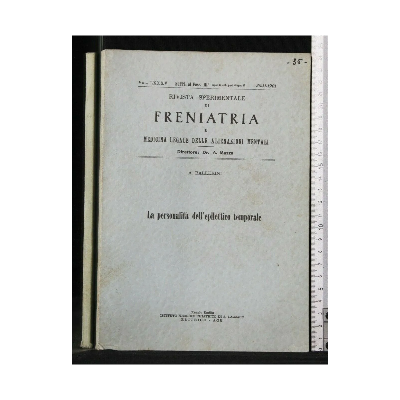 RIVISTA SPERIMENTALE DI FRENIATRIA- Personalità dell'epilettico temporale 1961_x000D_
