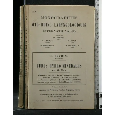CURES HYDRO-MINERALES MONOGRAPHIES OTO-RHINO-LARYNGOLOGIQUES
