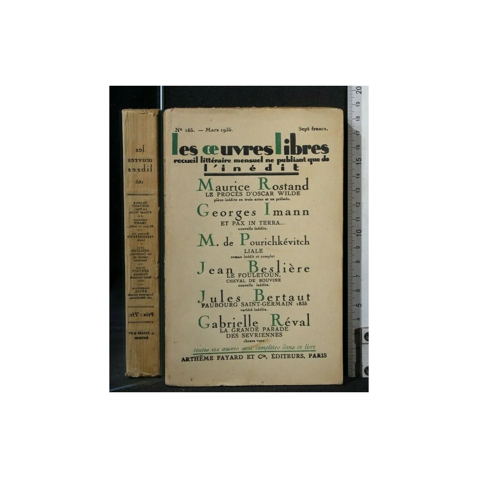 LES OEUVRES LIBRES RECUEIL LITTERAIRE MENSUEL NE PUBLIANT QUE DE