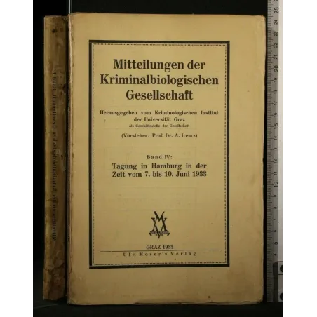 MITTEILUNGEN DER KRIMINALBIOLOGISCHEN GESELLSCHAFT BAND IV