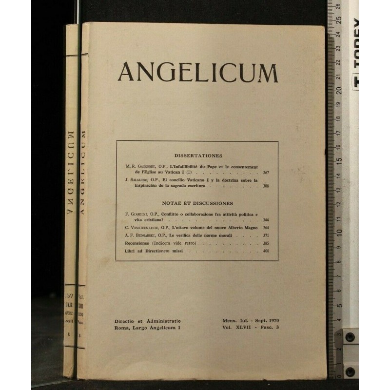 ANGELICUM VOL 47 - FASCICOLO 3 LUGLIO - SETTEMBRE 1970