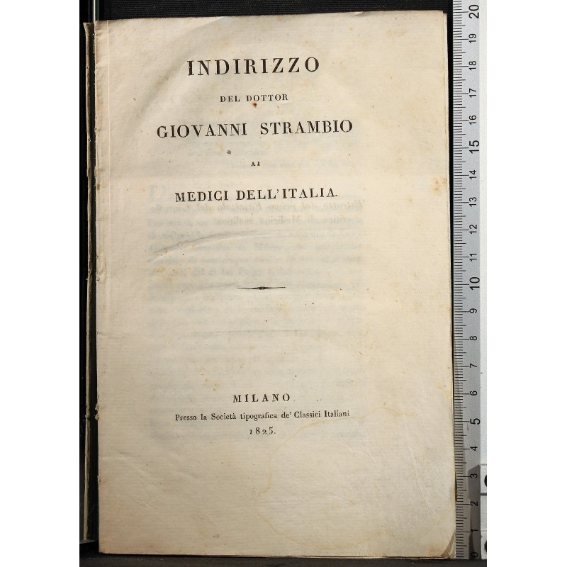 INDIRIZZO DEL DOTTOR GIOVANNI STRAMBIO...