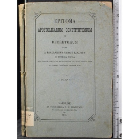 EPITOMA APOSTOLICARUM CONSTITUTIONUM ET...