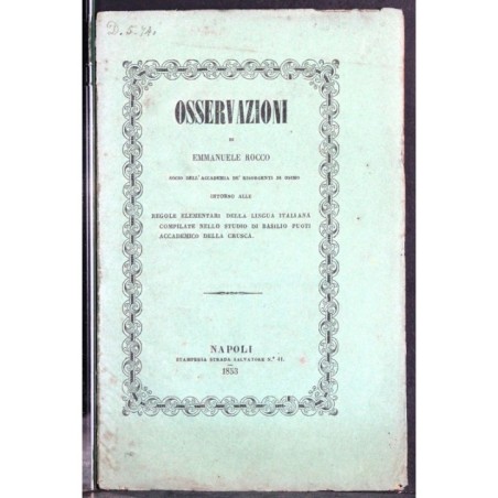 OSSERVAZIONI REGOLE LINGUA ITALIANA.