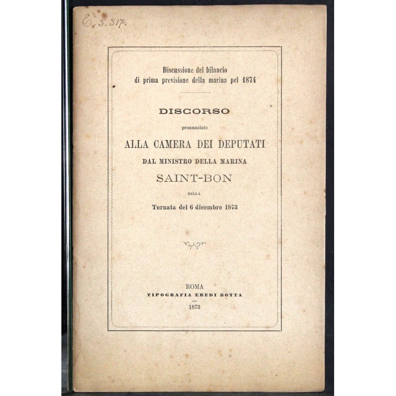 DISCORSO ALLA CAMERA MINISTRO MARINA SAINT-BON.