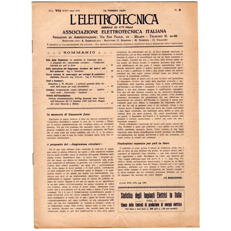 L'ELETTROTECNICA-n 3, 25 gennaio-1920