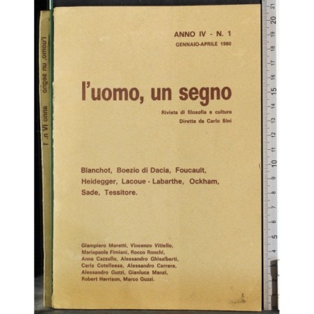 L'UOMO, UN SEGNO. RIVISTA DI FILOSOFIA E CULTURA-n 1, gennaio/aprile-1980