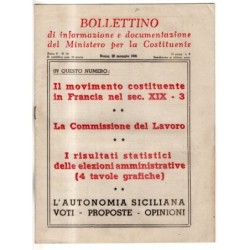 BOLLETTINO INFORMAZIONE DOCUMENTAZIONE MINIST COSTITUENTE-n 14, 20 mag-1946