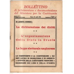 BOLLETTINO INFORMAZIONE DOCUMENTAZIONE MINIST COSTITUENTE-n 11, 20 apr-1946