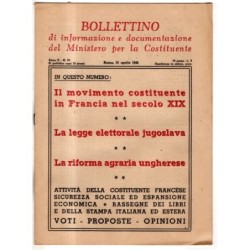 BOLLETTINO INFORMAZIONE DOCUMENTAZIONE MINIST COSTITUENTE-n 10, 10 apr-1946