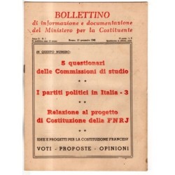 BOLLETTINO INFORMAZIONE DOCUMENTAZIONE MINIST COSTITUENTE-n 1, 10 gen-1946