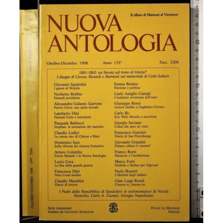 NUOVA ANTOLOGIA-fasc 2208, ottobre/dicembre-1998