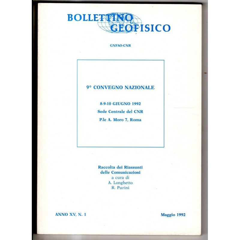 BOLLETTINO GEOFISICO-n 1, maggio-1992