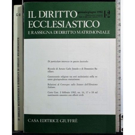 IL DIRITTO ECCLESIASTICO E RASSEGNA MATRIMONIALE-n 1-2, gennaio/giugno-1982