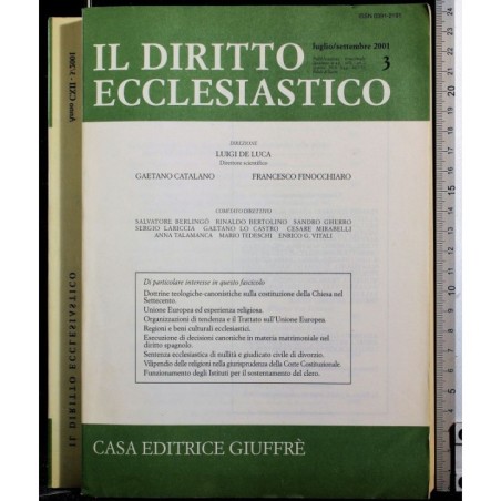 IL DIRITTO ECCLESIASTICO-n 3, luglio/settembre-2001