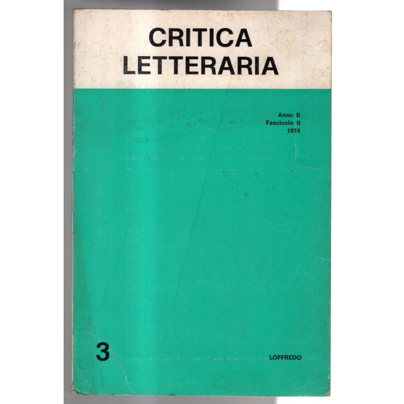 CRITICA LETTERARIA-n 3, fascicolo II-1974
