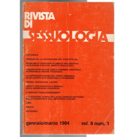 RIVISTA DI SESSUOLOGIA-vol 8, n 1, gennaio/marzo-1984