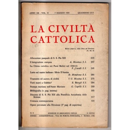 LA CIVILTÀ CATTOLICA-n 9, vol II, 7 maggio, quaderno 2517-1955