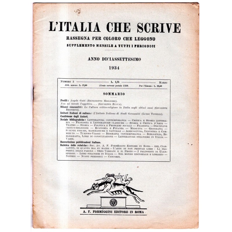 L'ITALIA CHE SCRIVE-supplemento, numero 3, marzo-1934