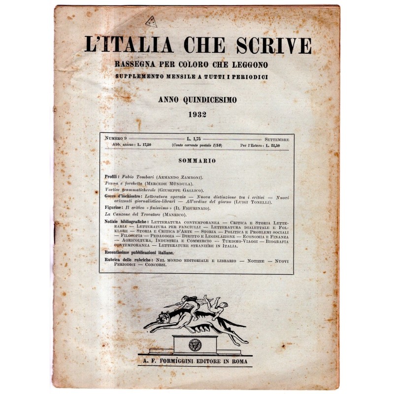 L'ITALIA CHE SCRIVE-supplemento, numero 9, settembre-1932
