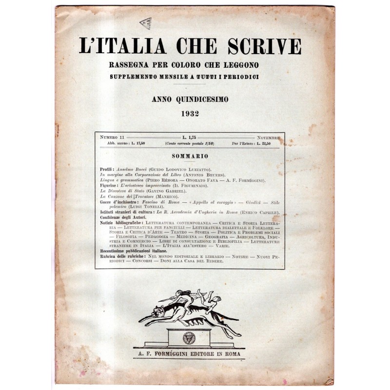 L'ITALIA CHE SCRIVE-supplemento, numero 11, novembre-1932