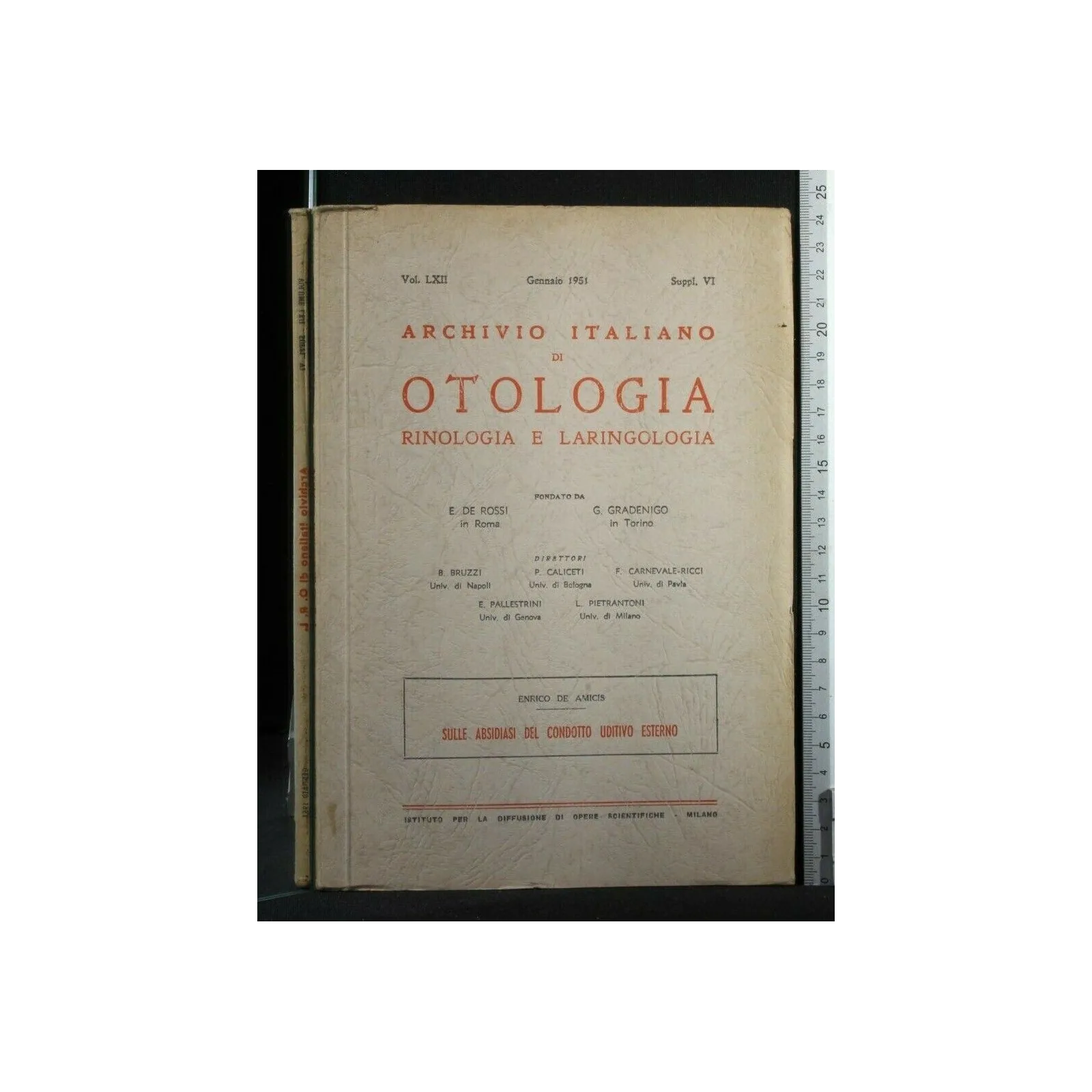 ARCHIVIO ITALIANO DI OTOLOGIA RINOLOGIA E LARINGOLOGIA SULLE