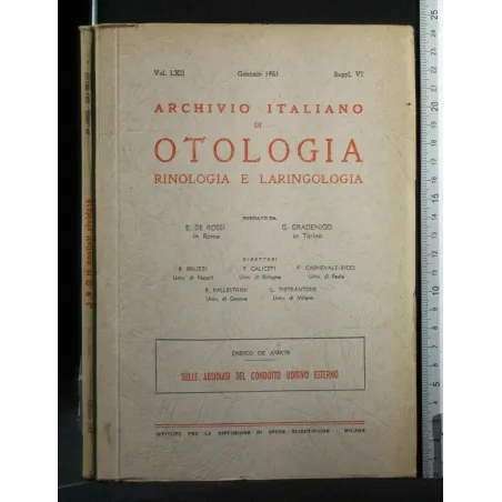 ARCHIVIO ITALIANO DI OTOLOGIA RINOLOGIA E LARINGOLOGIA SULLE