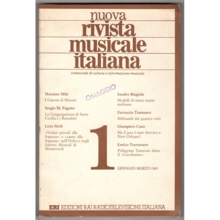 NUOVA RIVISTA MUSICALE ITALIANA-n 1, gennaio/marzo-1981