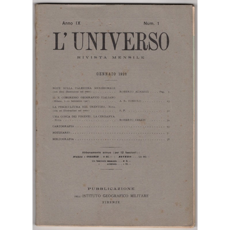 L'UNIVERSO-n 1, gennaio-1928