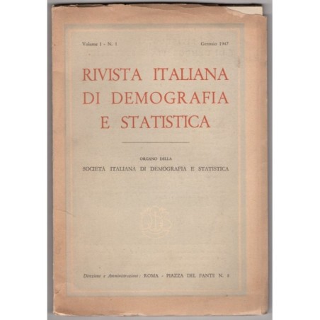 RIVISTA ITALIANA DI DEMOGRAFIA E STATISTICA-n 1, gennaio-1947