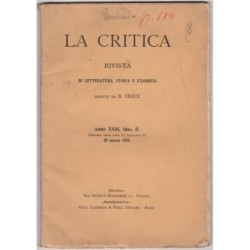 LA CRITICA. RIVISTA LETTERATURA, STORIA E FILOSOFIA-fasc II, 20 marzo-1925