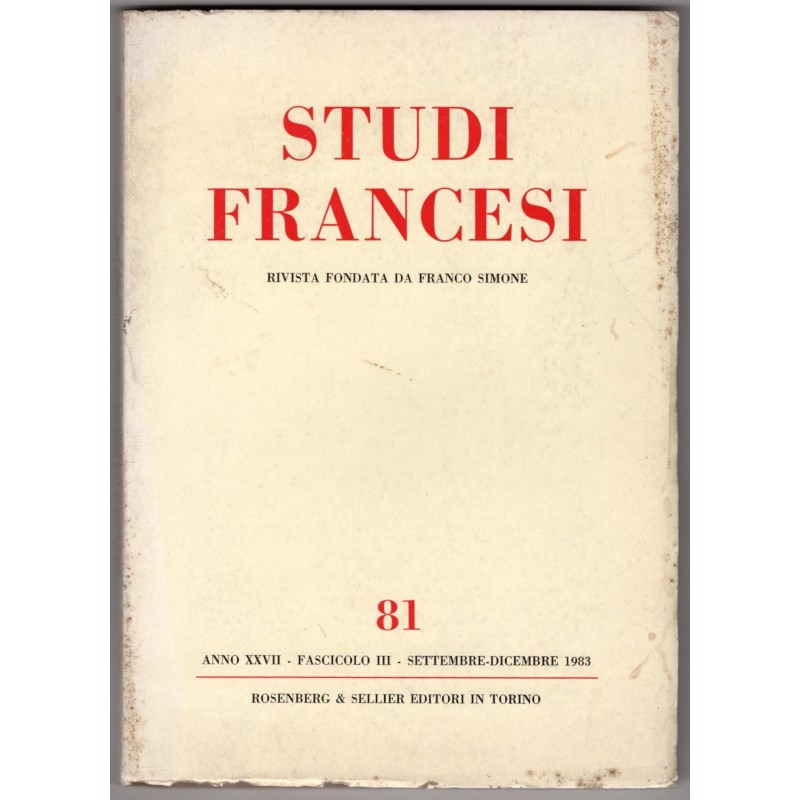 STUDI FRANCESI-n 81, fasc III, settembre/dicembre-1983