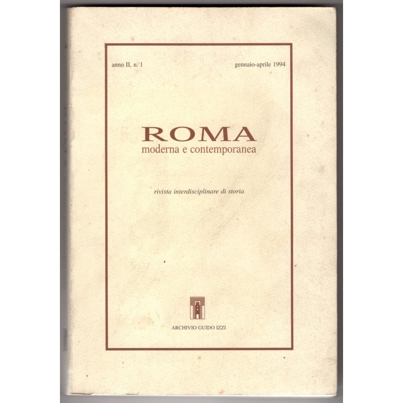ROMA. MODERNA E CONTEMPORANEA-n 1, gennaio/aprile-1994