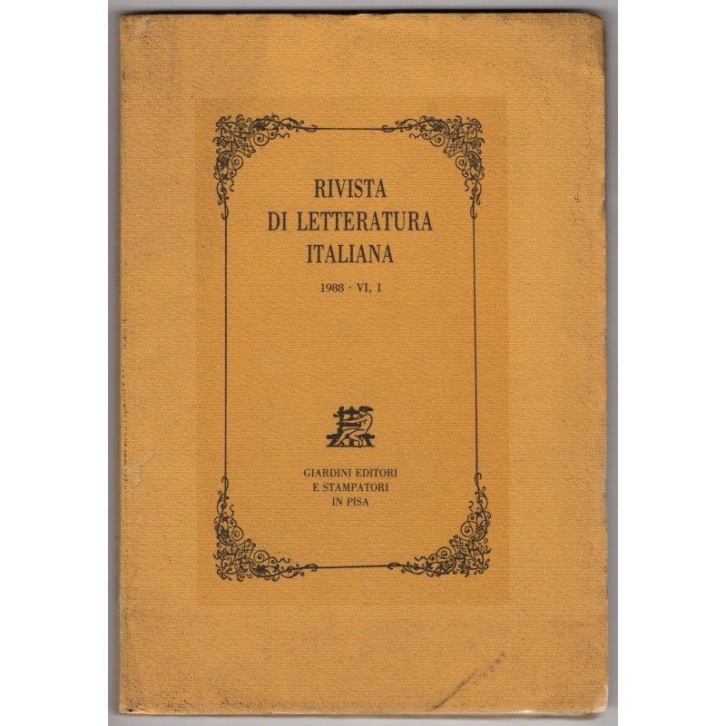 RIVISTA DI LETTERATURA ITALIANA-VI, 1-1988