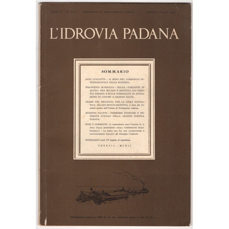L'IDROVIA PADANA-n 1-2-3, gennaio/giugno-1952
