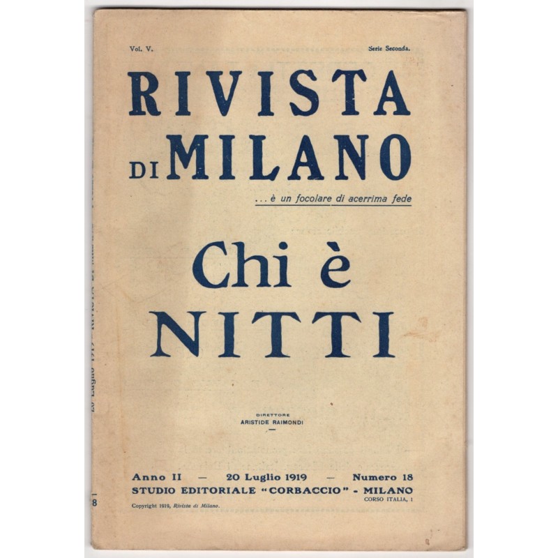 RIVISTA DI MILANO-n 18, 20 luglio-1919