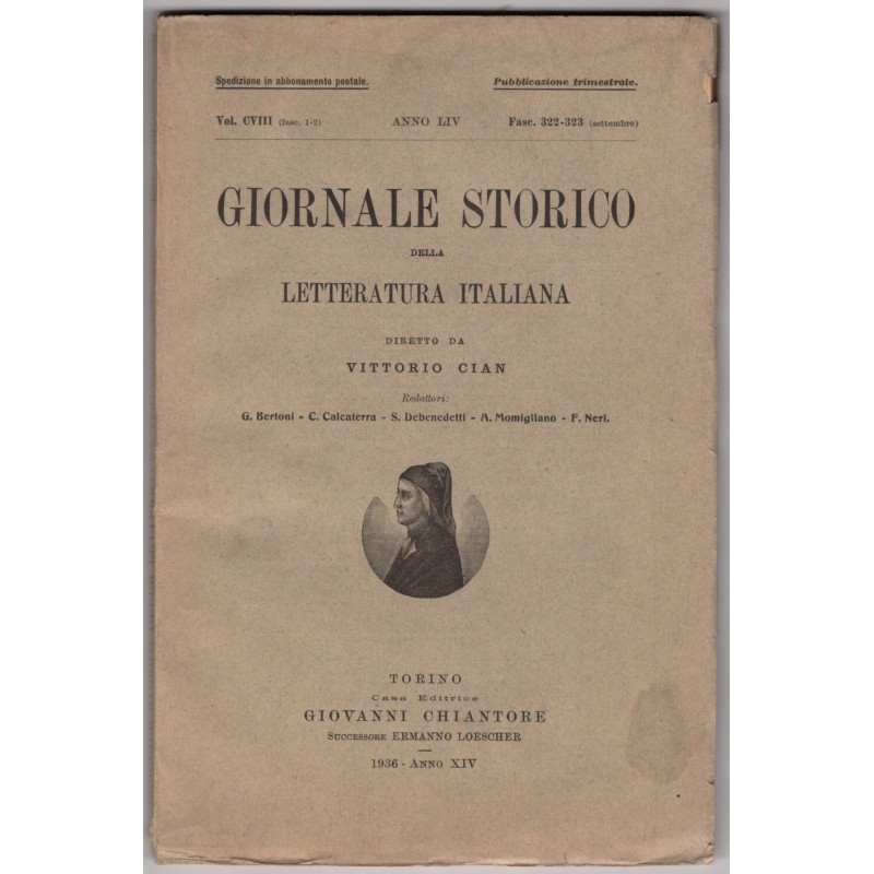 GIORNALE STORICO DELLA LETTERATURA ITALIANA-fasc 322-323 (settembre)-1936