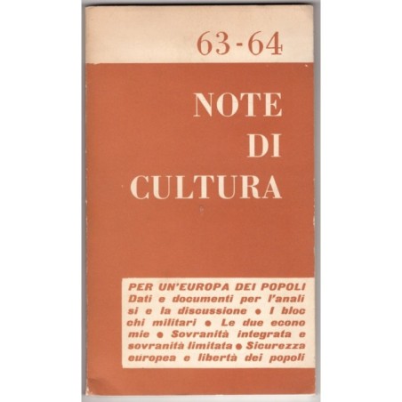 NOTE DI CULTURA-n 63-64, novembre/dicembre-1970