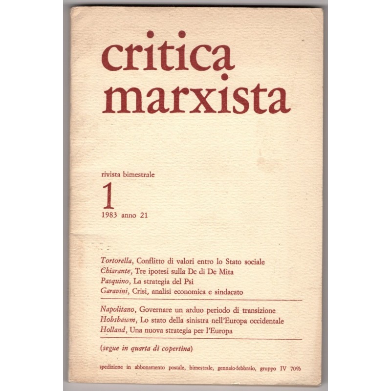 CRITICA MARXISTA-n 1, gennaio/febbraio-1983