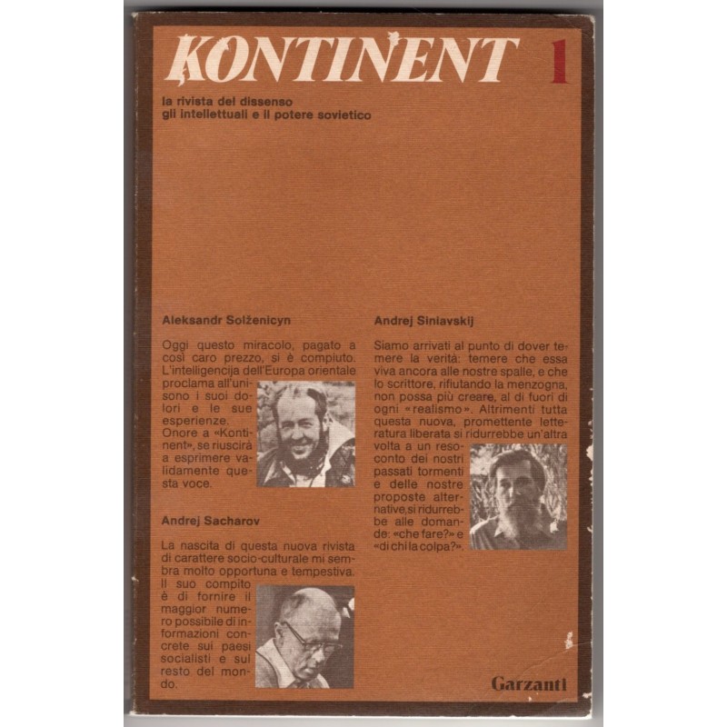 KONTINENT. RIVISTA DISSENSO. INTELLETTUALI E POTERE SOVIETICO-n 1-1975