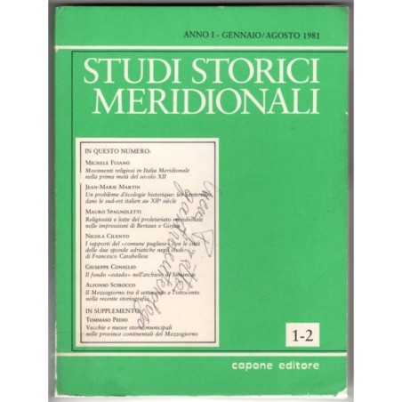 STUDI STORICI MERIDIONALI-n 1-2, gennaio/agosto-1981
