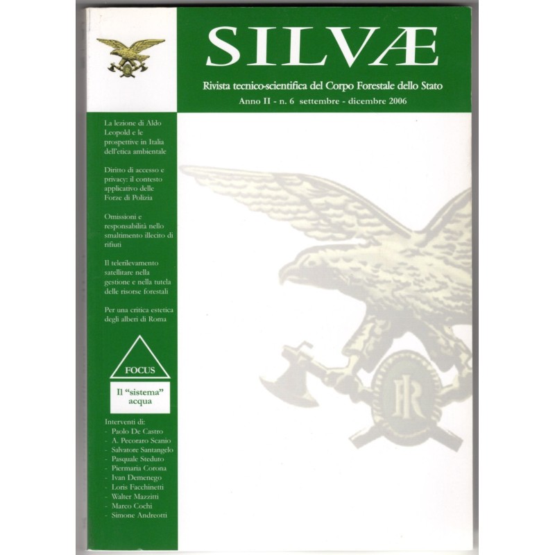 SILVAE. RIVISTA TECNICO-SCIENTIFICA CORPO FORESTALE STATO-n 6, set/dic-2006