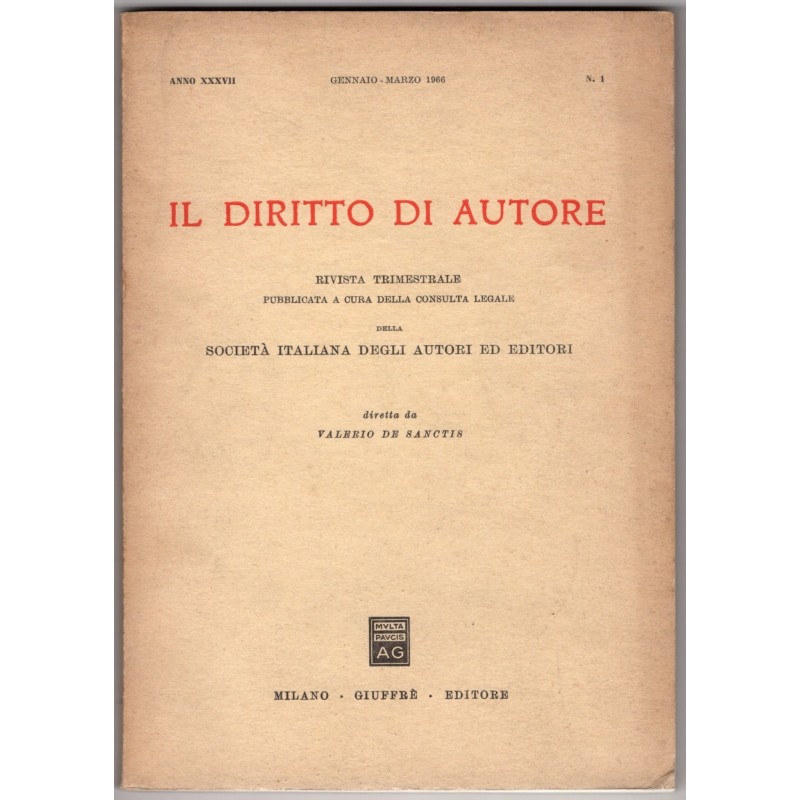 IL DIRITTO DI AUTORE-n 1, gennaio/marzo-1966