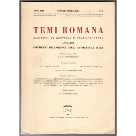 TEMI ROMANA. RASSEGNA DI DOTTRINA E GIURISPRUDENZA-n 1, gennaio/aprile-2000
