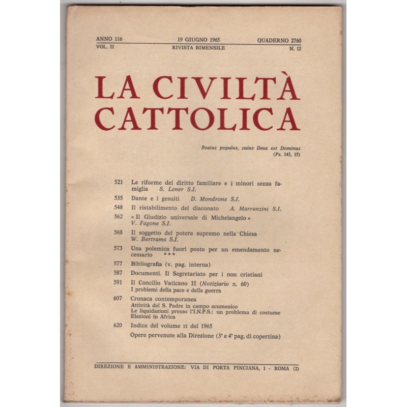 LA CIVILTÀ CATTOLICA-n 12, 19 giugno-1965