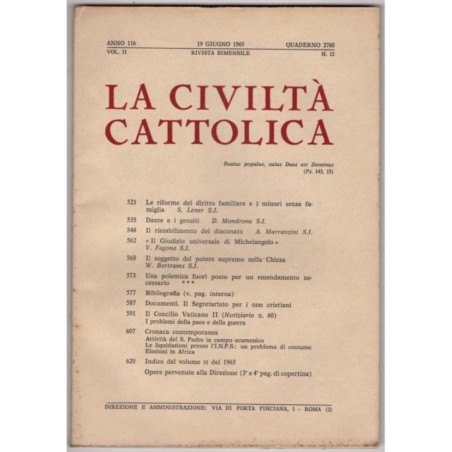 LA CIVILTÀ CATTOLICA-n 12, 19 giugno-1965