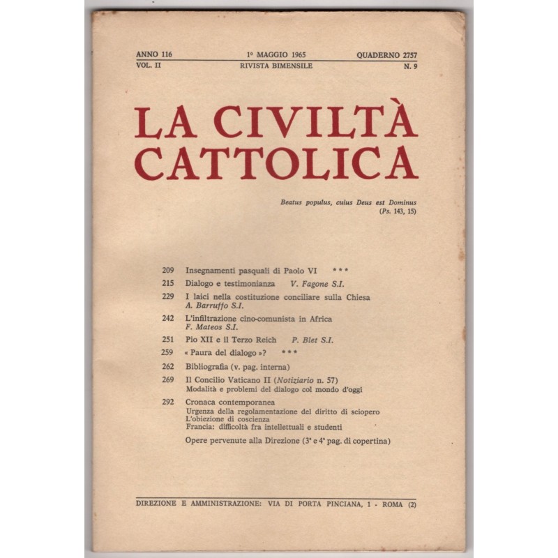 LA CIVILTÀ CATTOLICA-n 9, 1 maggio-1965
